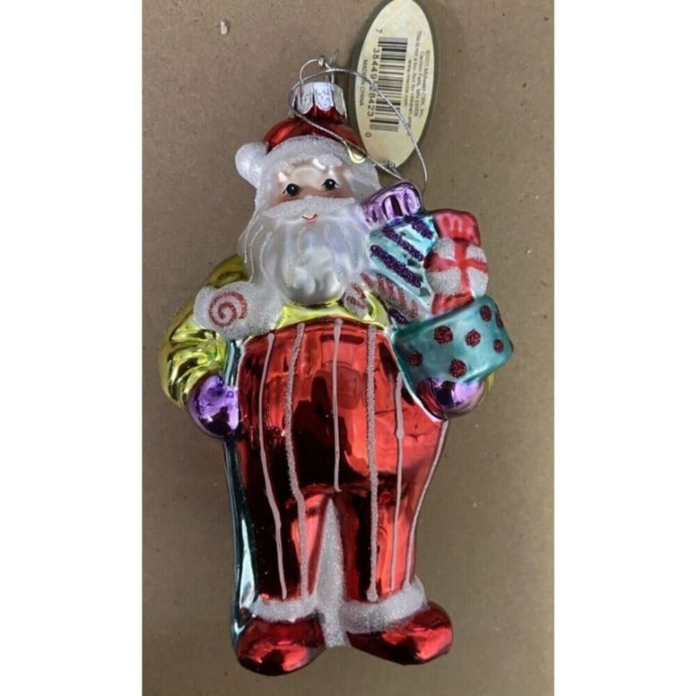Midwest CBK Glassworks Santa with Candy Hand blown Glass Ornament NWT